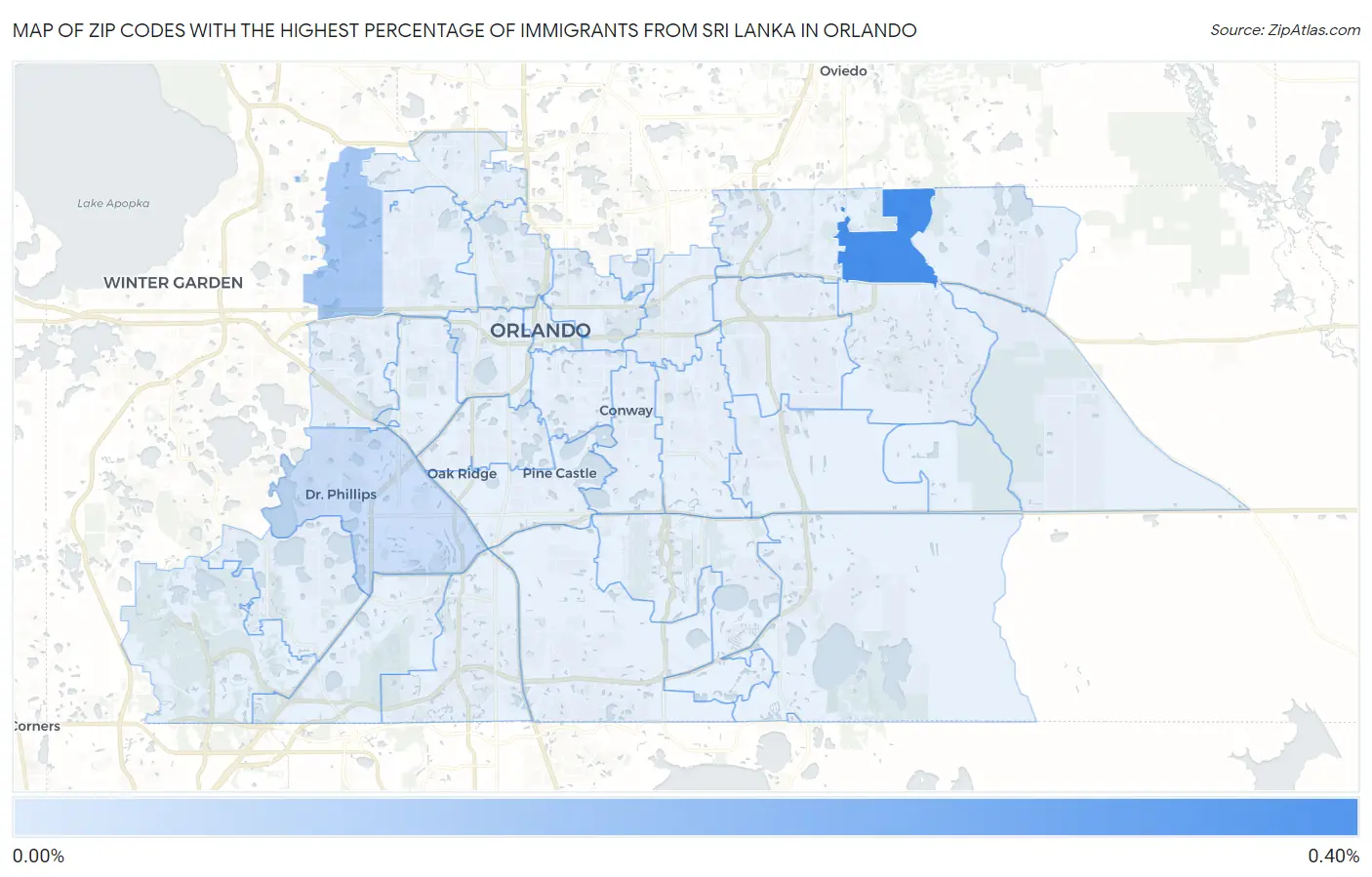 Zip Codes with the Highest Percentage of Immigrants from Sri Lanka in Orlando Map