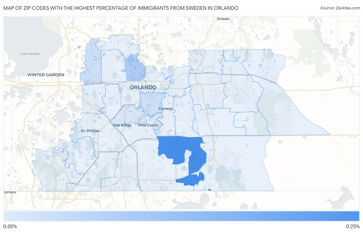 Zip Codes with the Highest Percentage of Immigrants from Sweden in Orlando Map