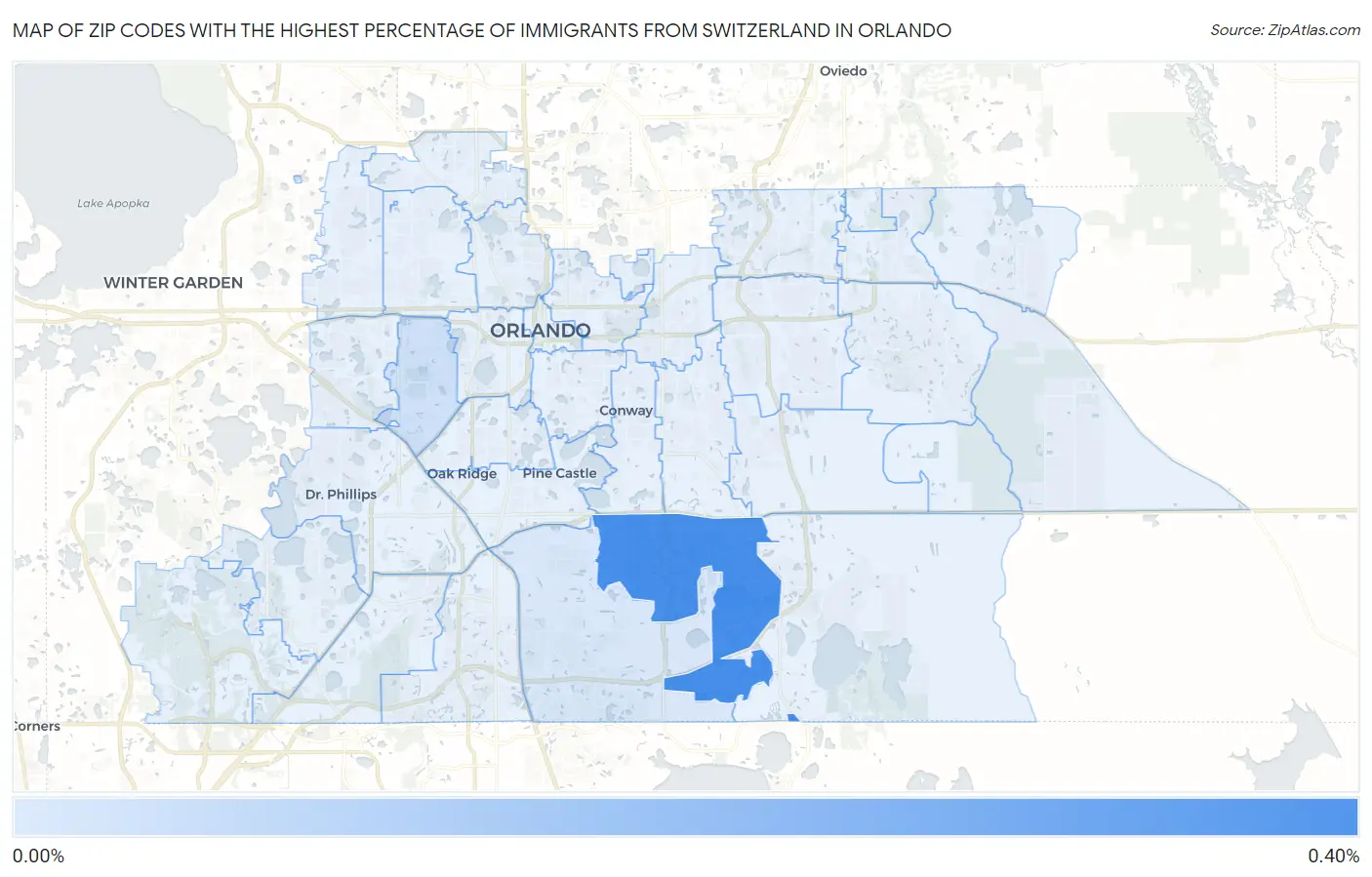 Zip Codes with the Highest Percentage of Immigrants from Switzerland in Orlando Map