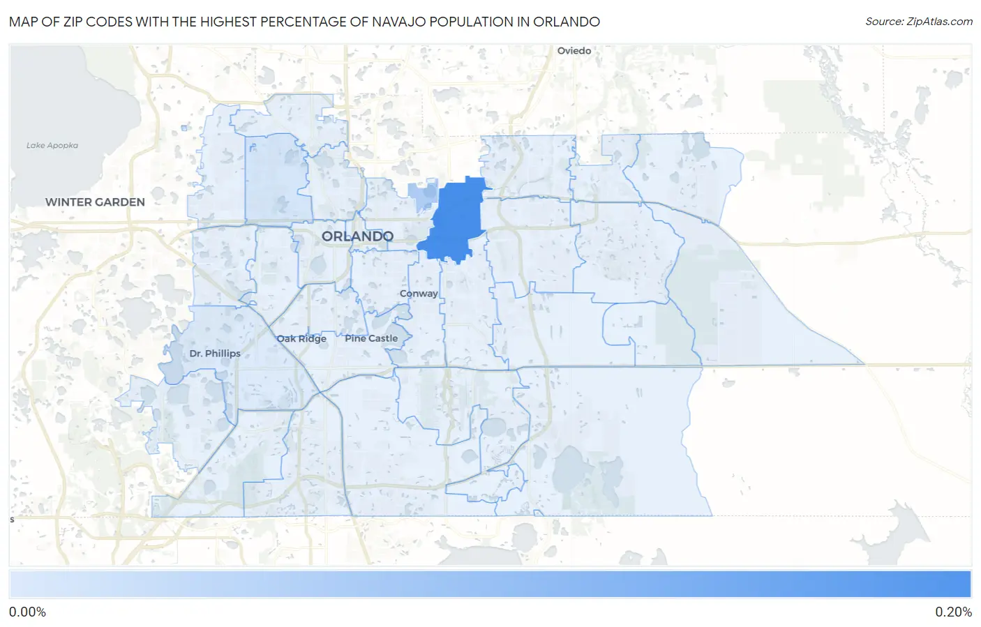Zip Codes with the Highest Percentage of Navajo Population in Orlando Map
