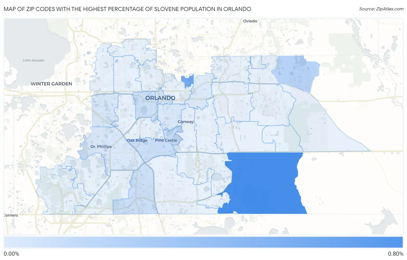 Zip Codes with the Highest Percentage of Slovene Population in Orlando Map