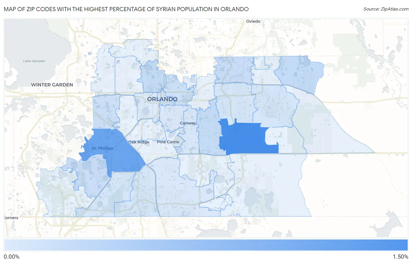 Zip Codes with the Highest Percentage of Syrian Population in Orlando Map