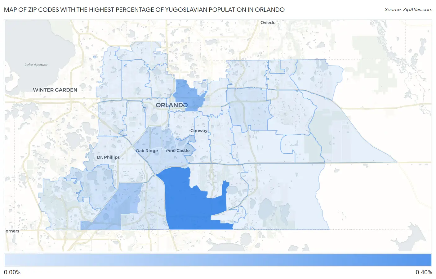 Zip Codes with the Highest Percentage of Yugoslavian Population in Orlando Map