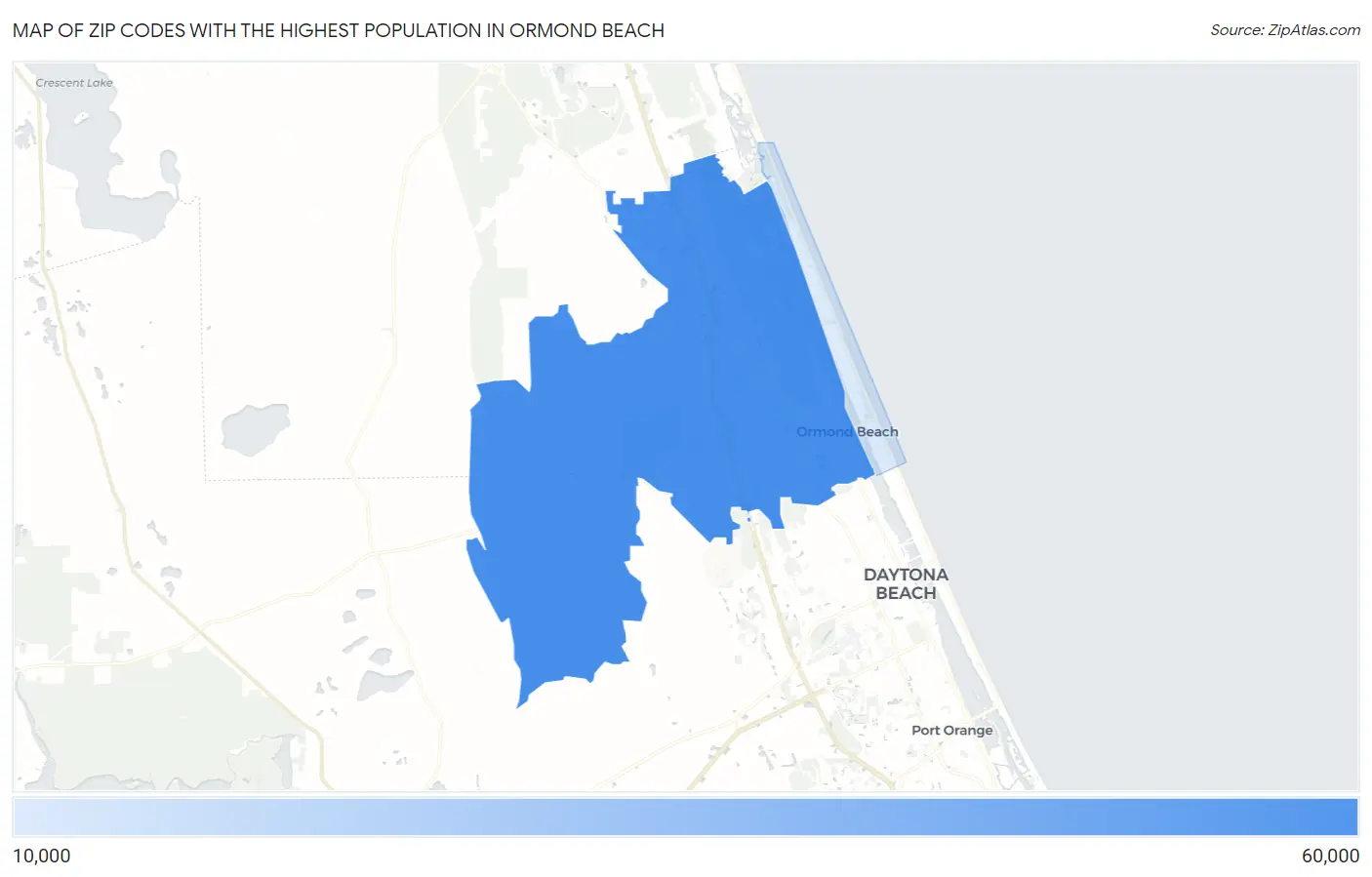 Zip Codes with the Highest Population in Ormond Beach Map