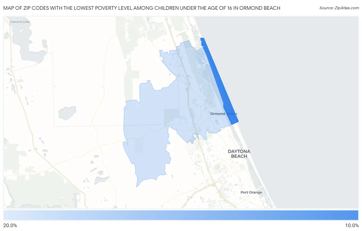 Zip Codes with the Lowest Poverty Level Among Children Under the Age of 16 in Ormond Beach Map