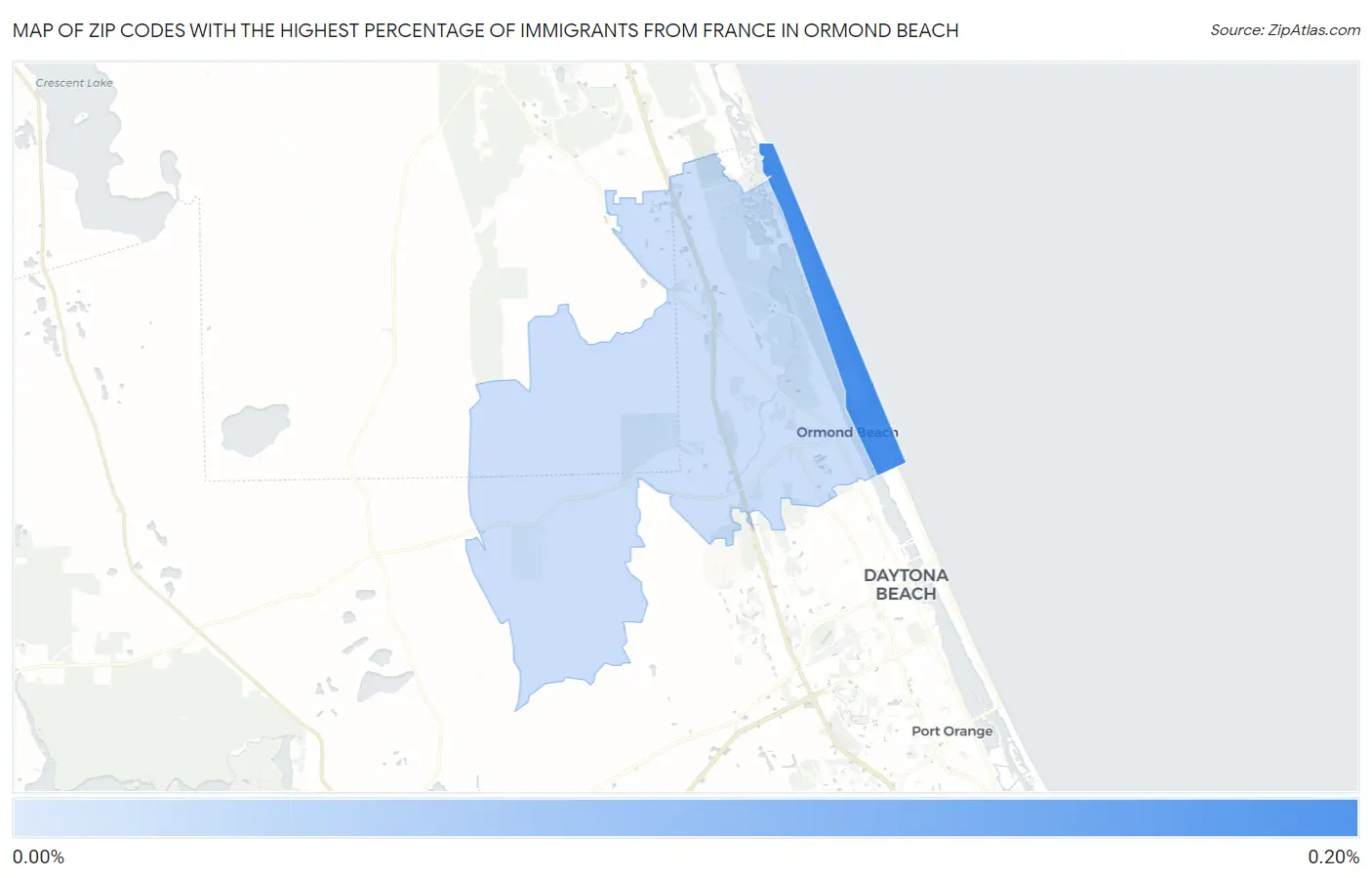 Zip Codes with the Highest Percentage of Immigrants from France in Ormond Beach Map