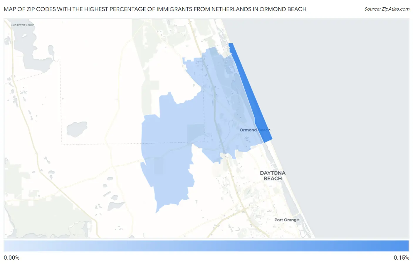 Zip Codes with the Highest Percentage of Immigrants from Netherlands in Ormond Beach Map
