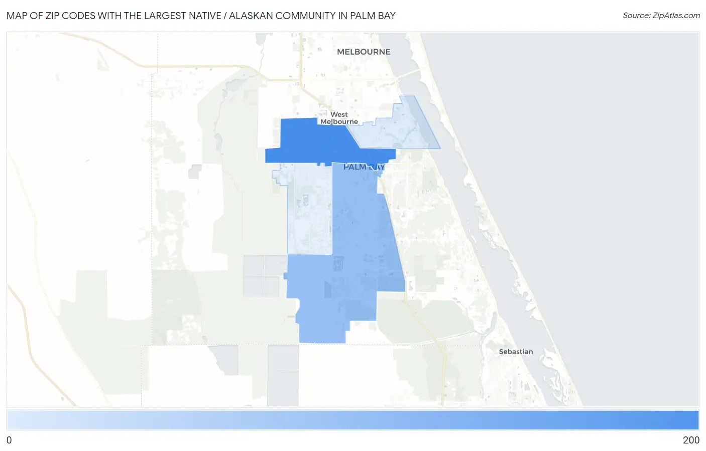 Zip Codes with the Largest Native / Alaskan Community in Palm Bay Map