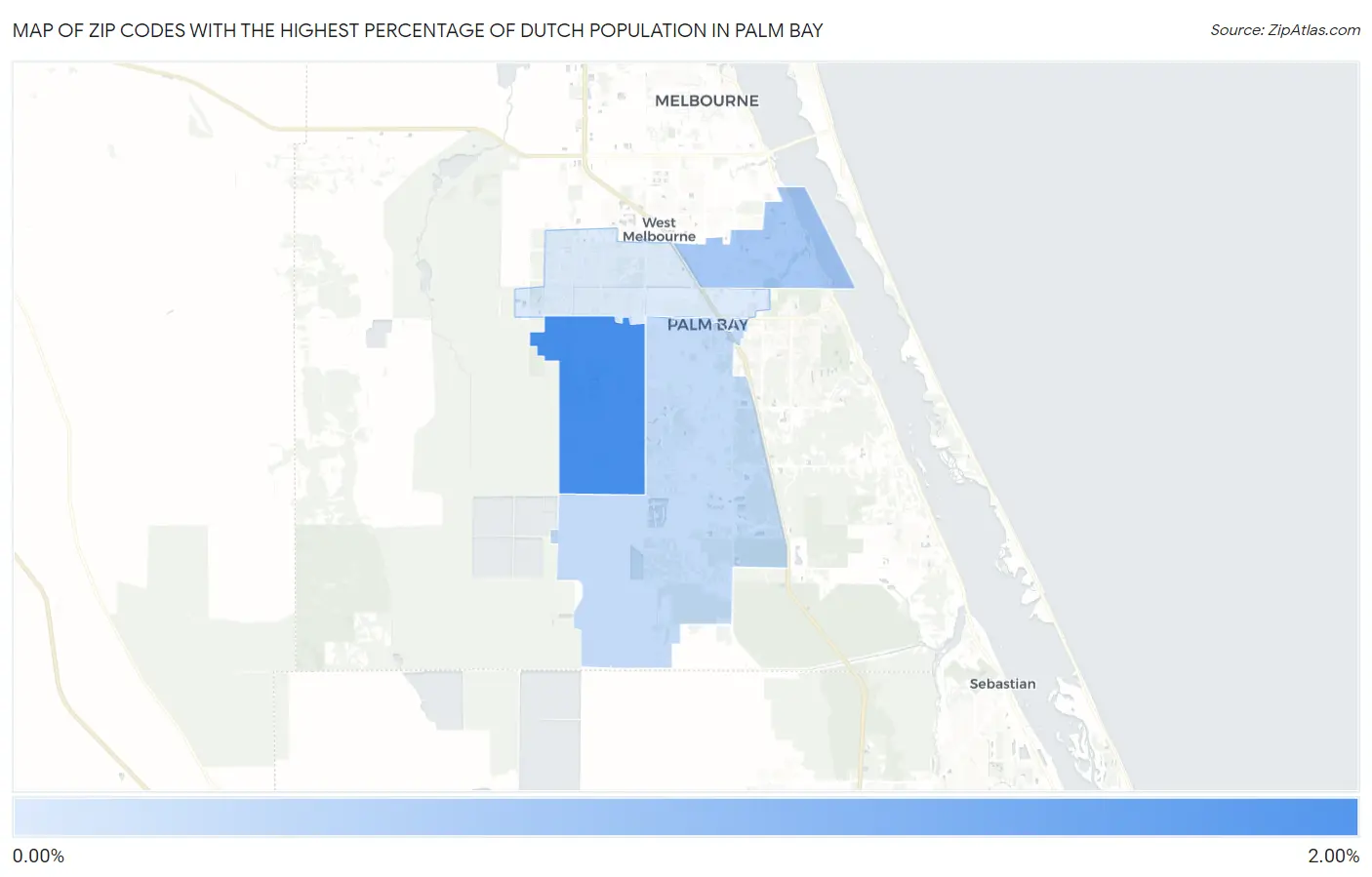 Zip Codes with the Highest Percentage of Dutch Population in Palm Bay Map