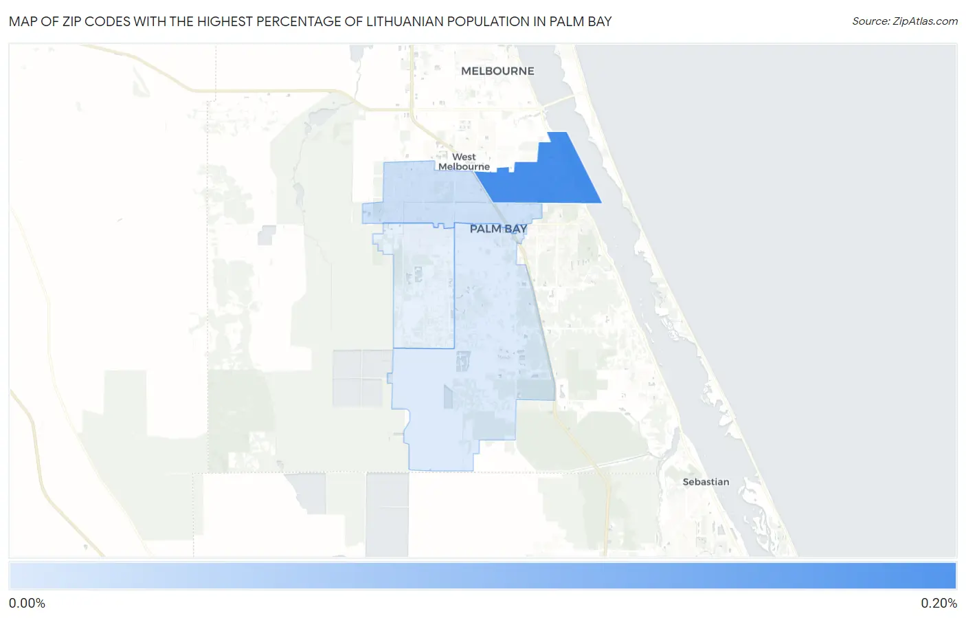 Zip Codes with the Highest Percentage of Lithuanian Population in Palm Bay Map