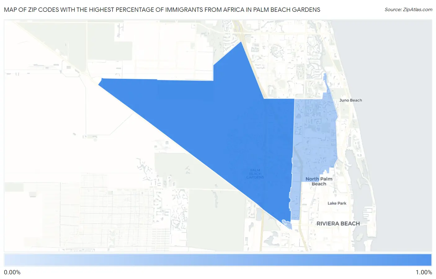 Zip Codes with the Highest Percentage of Immigrants from Africa in Palm Beach Gardens Map