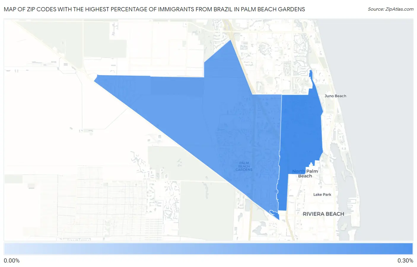 Zip Codes with the Highest Percentage of Immigrants from Brazil in Palm Beach Gardens Map