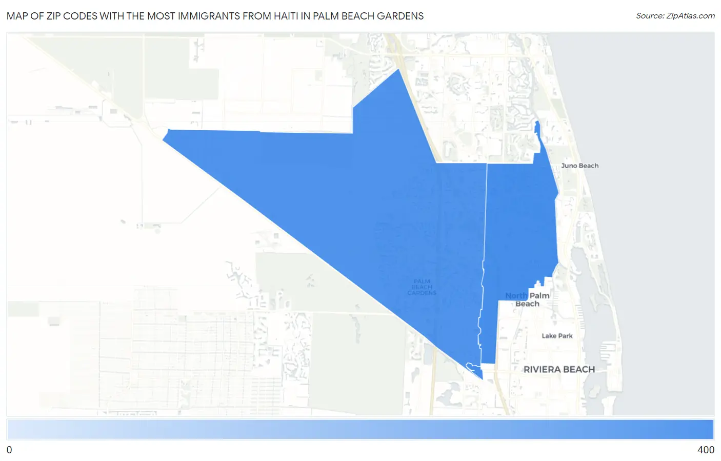 Zip Codes with the Most Immigrants from Haiti in Palm Beach Gardens Map