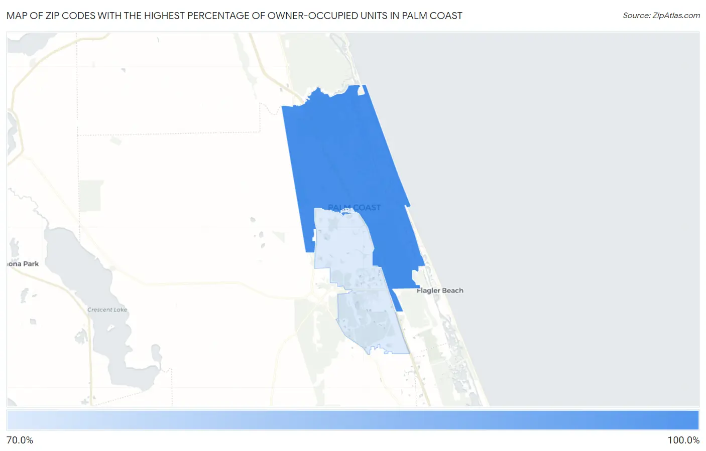 Zip Codes with the Highest Percentage of Owner-Occupied Units in Palm Coast Map