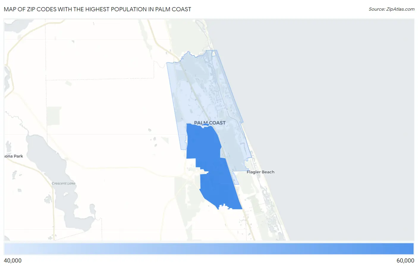 Zip Codes with the Highest Population in Palm Coast Map