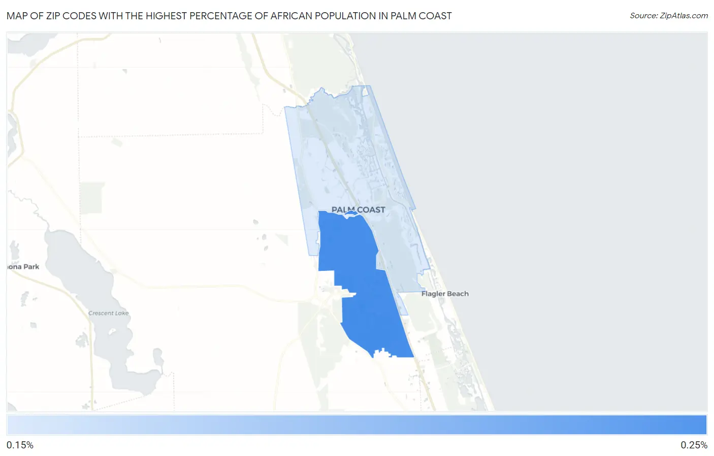 Zip Codes with the Highest Percentage of African Population in Palm Coast Map