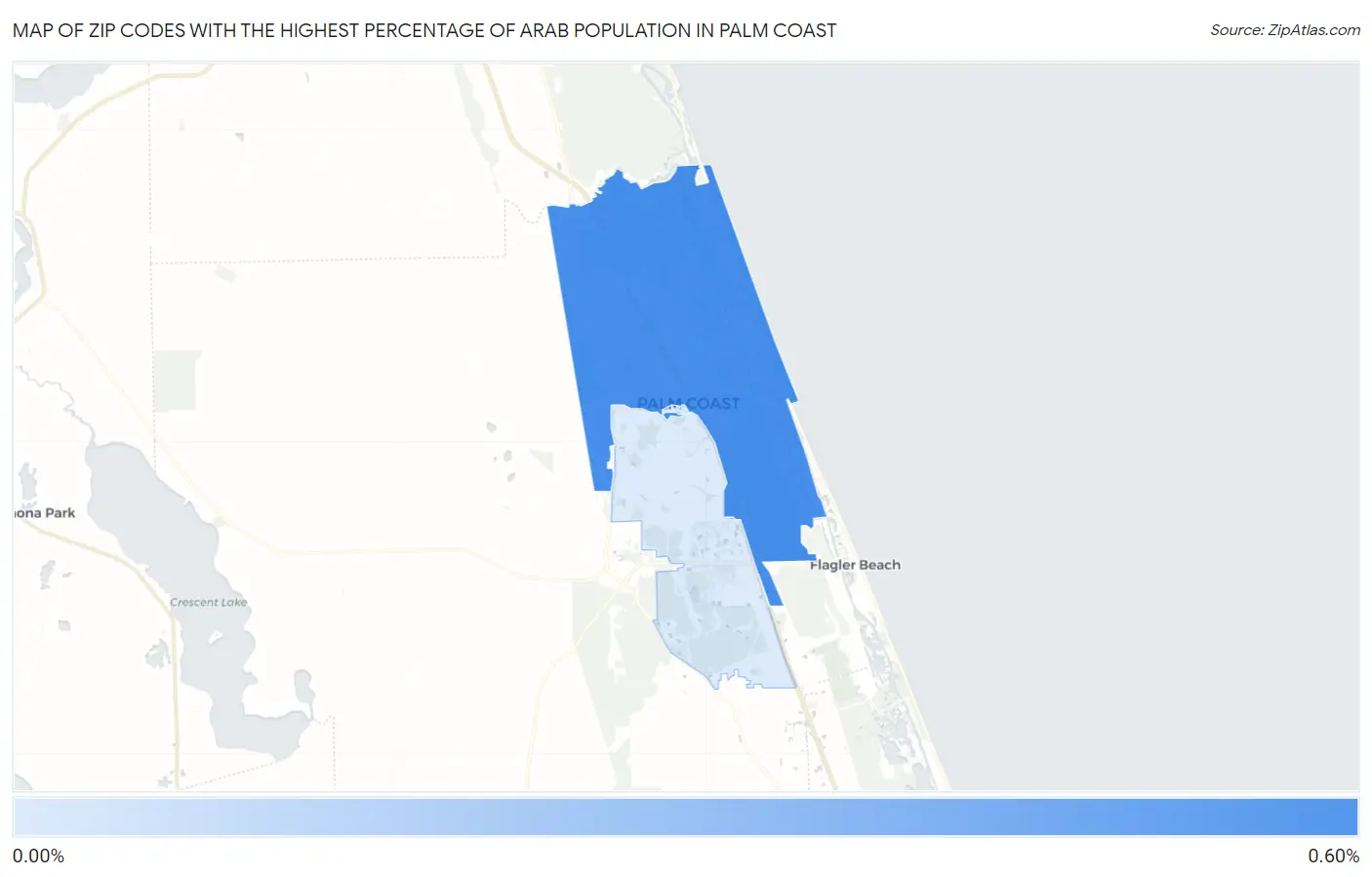 Zip Codes with the Highest Percentage of Arab Population in Palm Coast Map