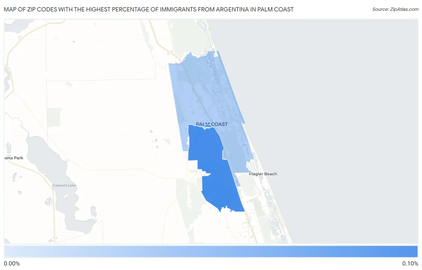 Zip Codes with the Highest Percentage of Immigrants from Argentina in Palm Coast Map