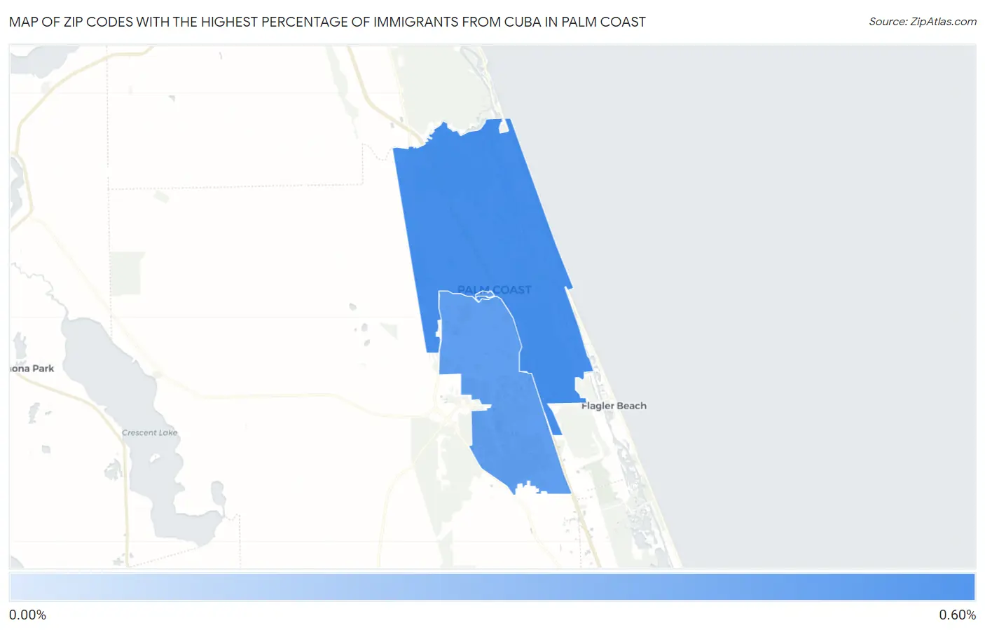 Zip Codes with the Highest Percentage of Immigrants from Cuba in Palm Coast Map