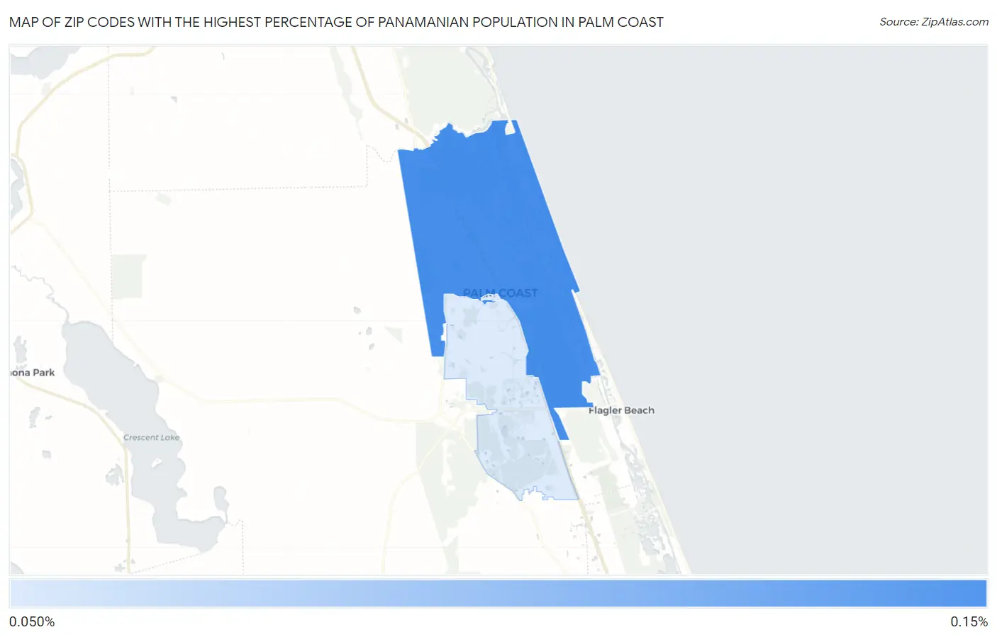 Zip Codes with the Highest Percentage of Panamanian Population in Palm Coast Map