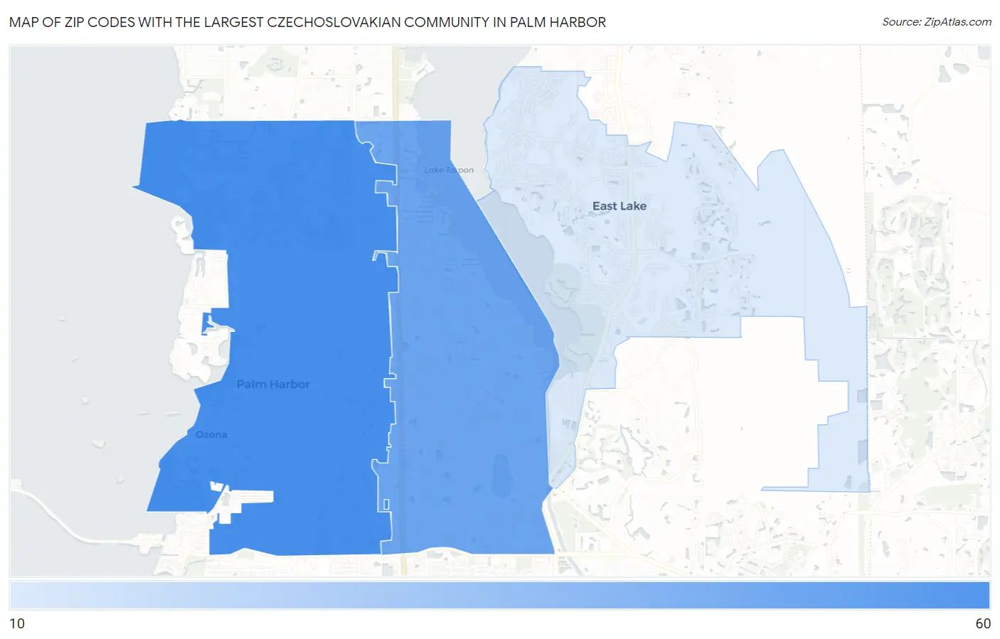 Zip Codes with the Largest Czechoslovakian Community in Palm Harbor Map