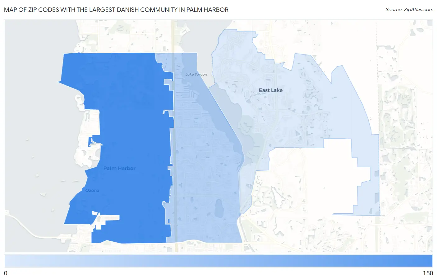 Zip Codes with the Largest Danish Community in Palm Harbor Map