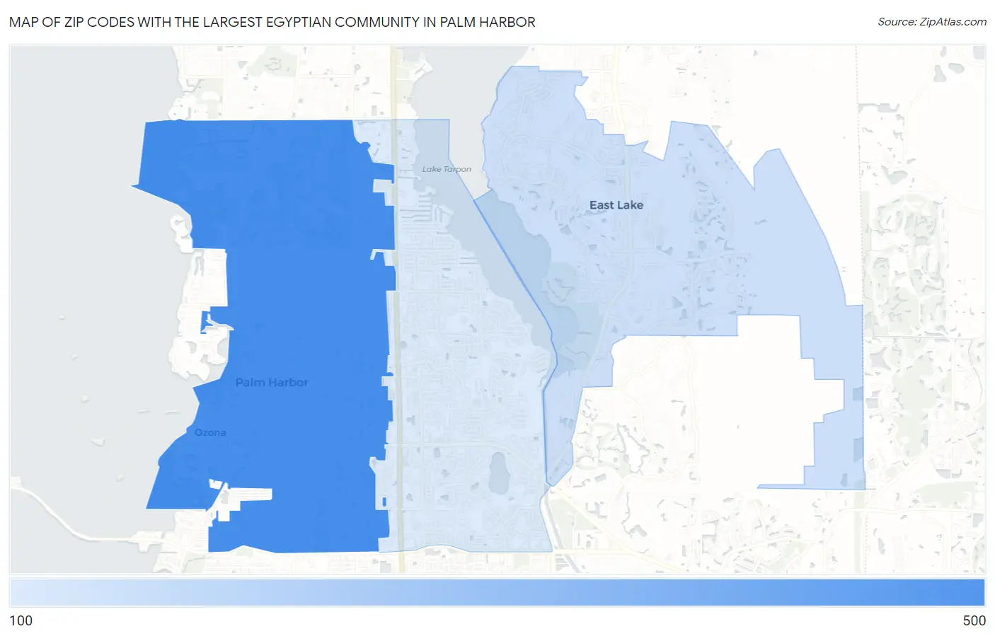 Zip Codes with the Largest Egyptian Community in Palm Harbor Map