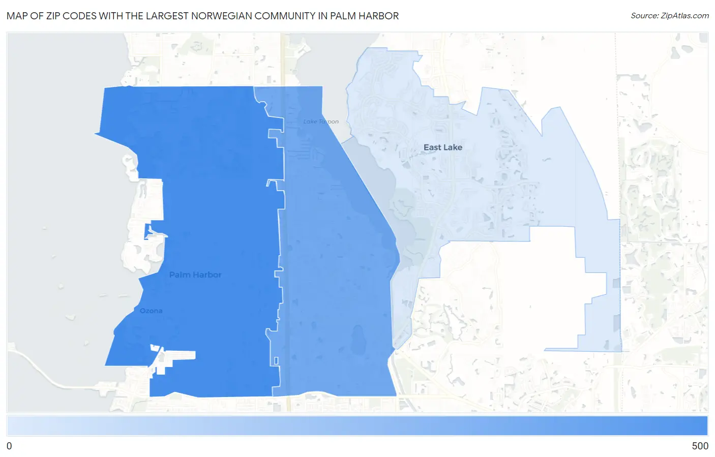 Zip Codes with the Largest Norwegian Community in Palm Harbor Map