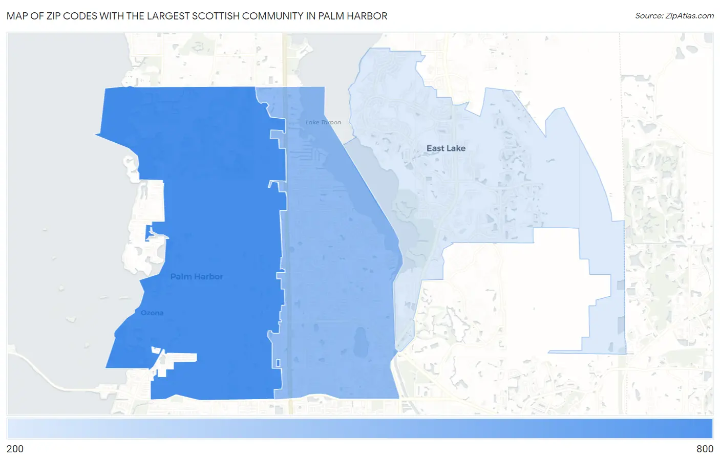 Zip Codes with the Largest Scottish Community in Palm Harbor Map