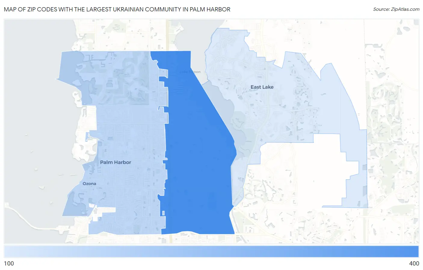 Zip Codes with the Largest Ukrainian Community in Palm Harbor Map