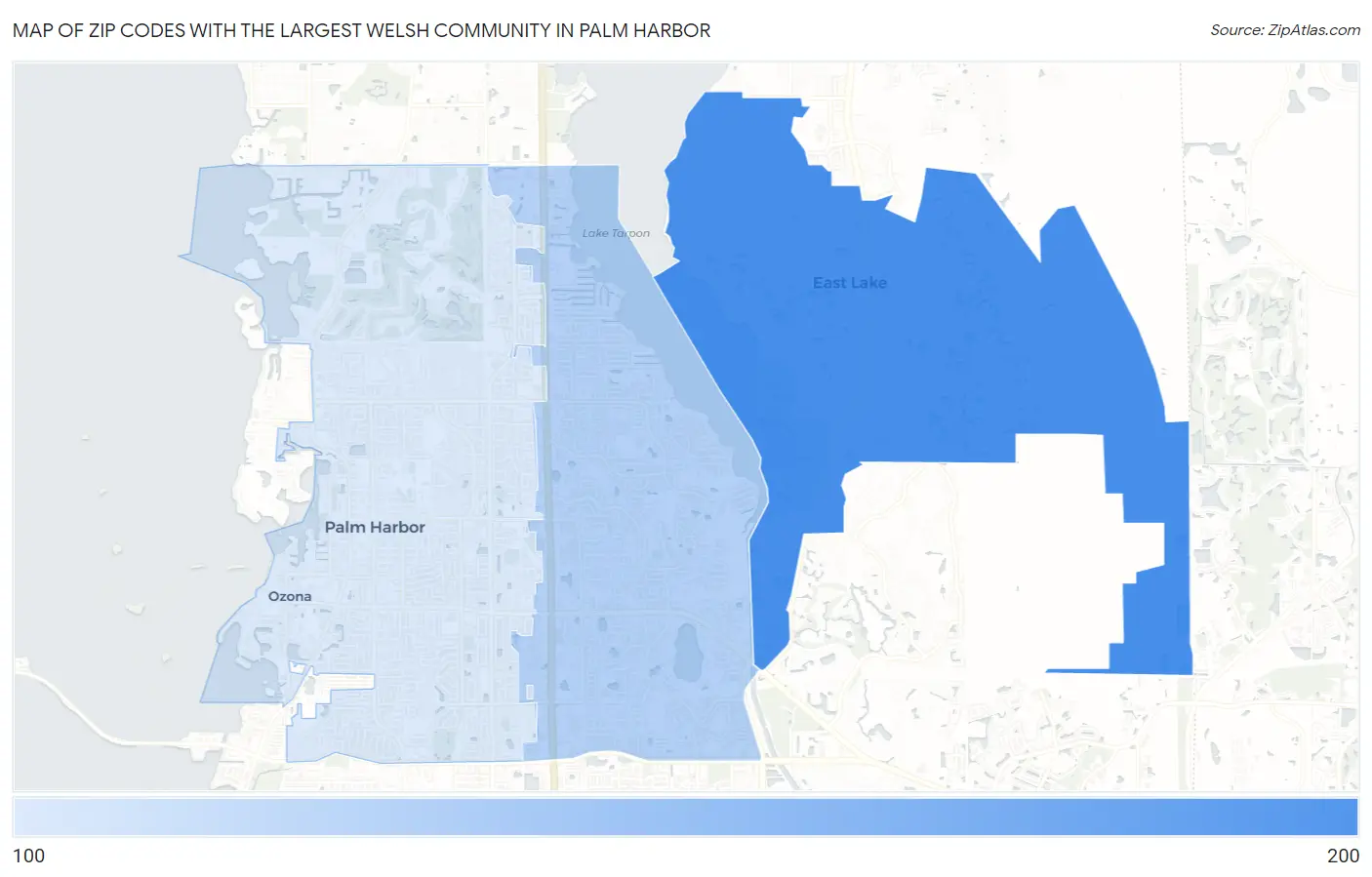 Zip Codes with the Largest Welsh Community in Palm Harbor Map