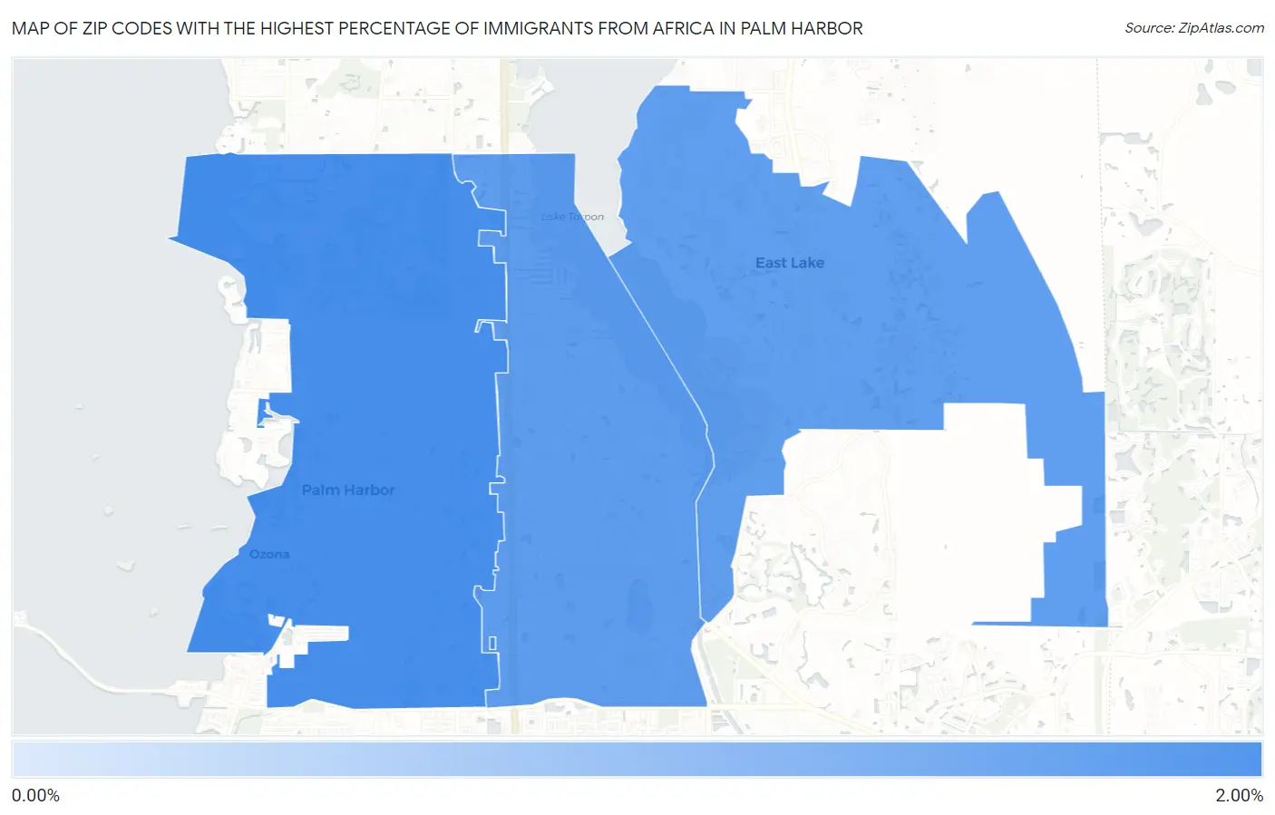 Zip Codes with the Highest Percentage of Immigrants from Africa in Palm Harbor Map