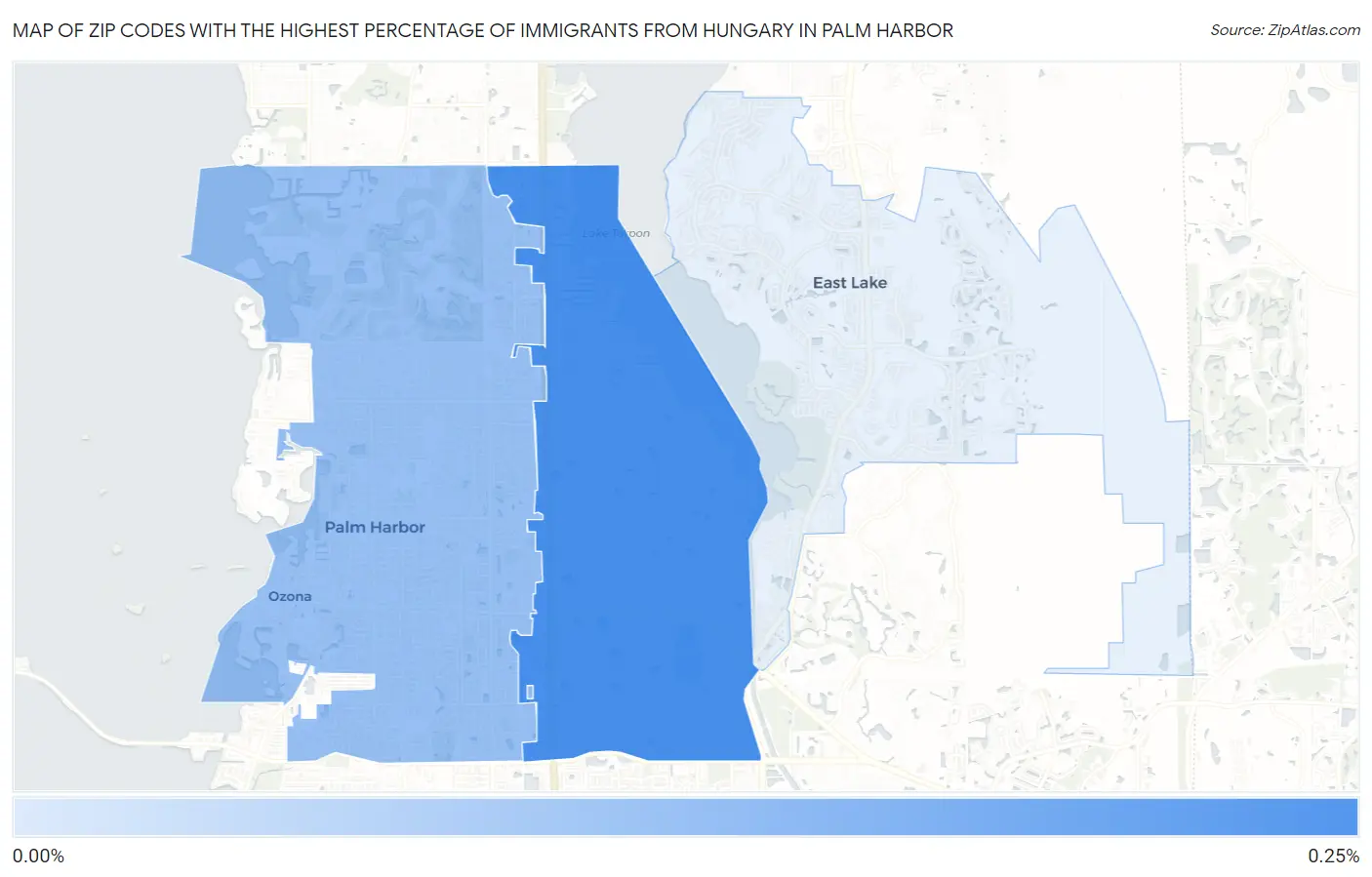 Zip Codes with the Highest Percentage of Immigrants from Hungary in Palm Harbor Map