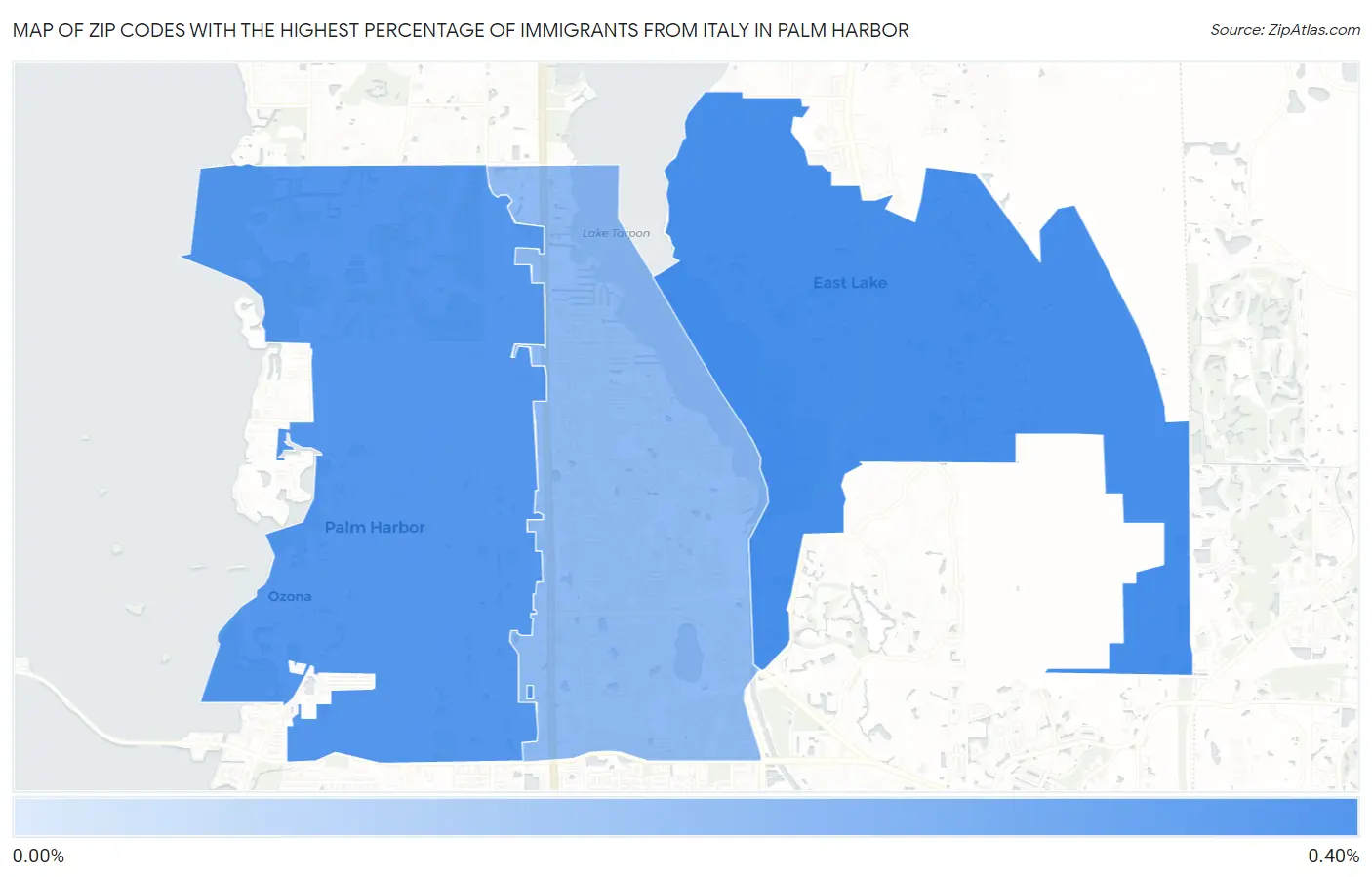 Zip Codes with the Highest Percentage of Immigrants from Italy in Palm Harbor Map
