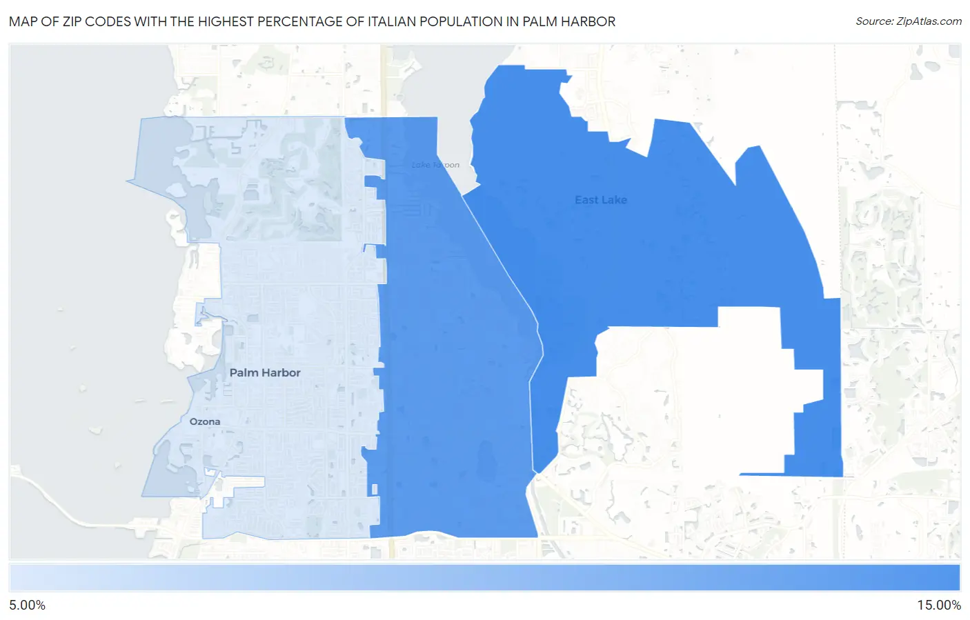 Zip Codes with the Highest Percentage of Italian Population in Palm Harbor Map