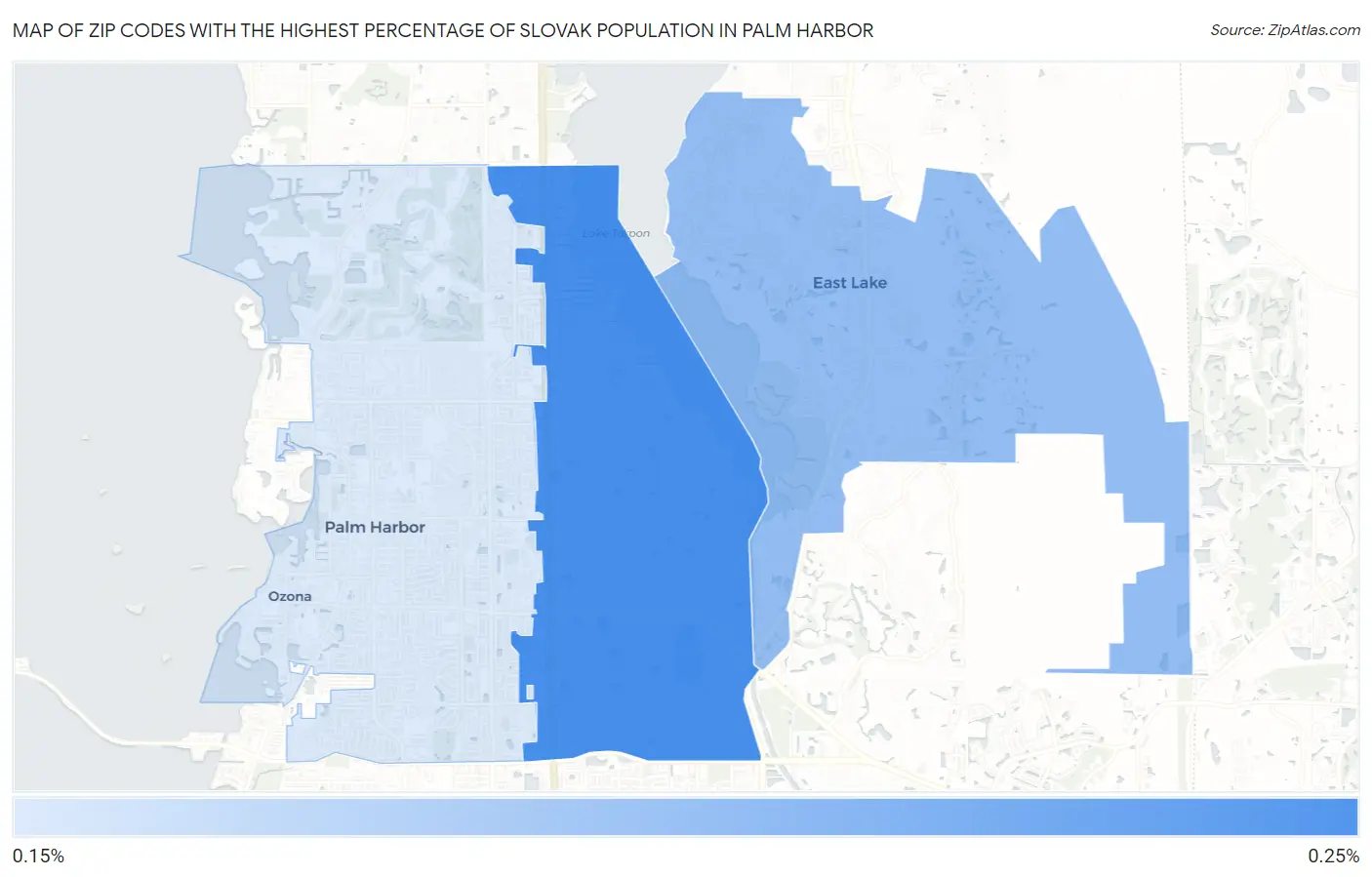 Zip Codes with the Highest Percentage of Slovak Population in Palm Harbor Map