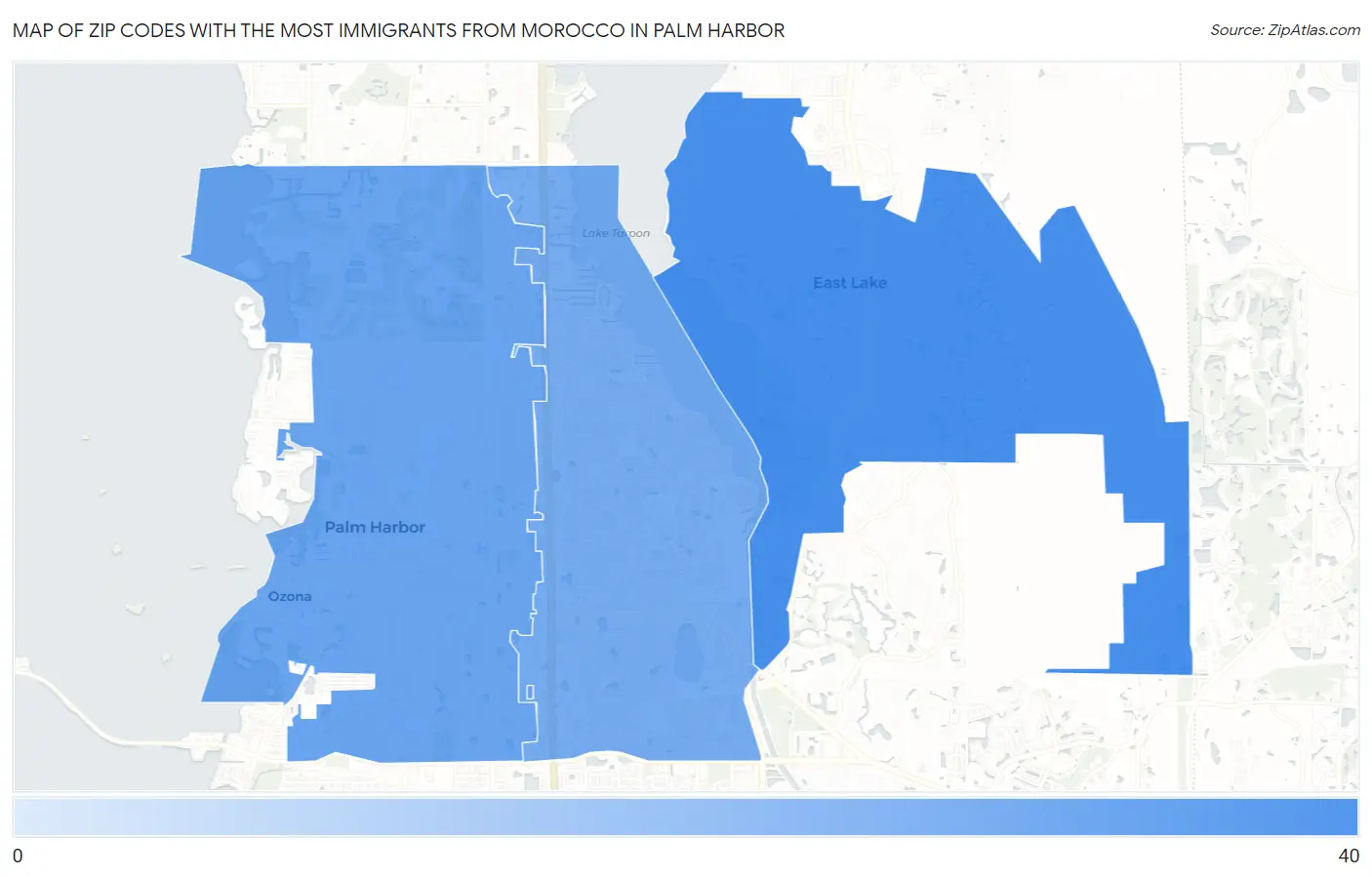 Zip Codes with the Most Immigrants from Morocco in Palm Harbor Map