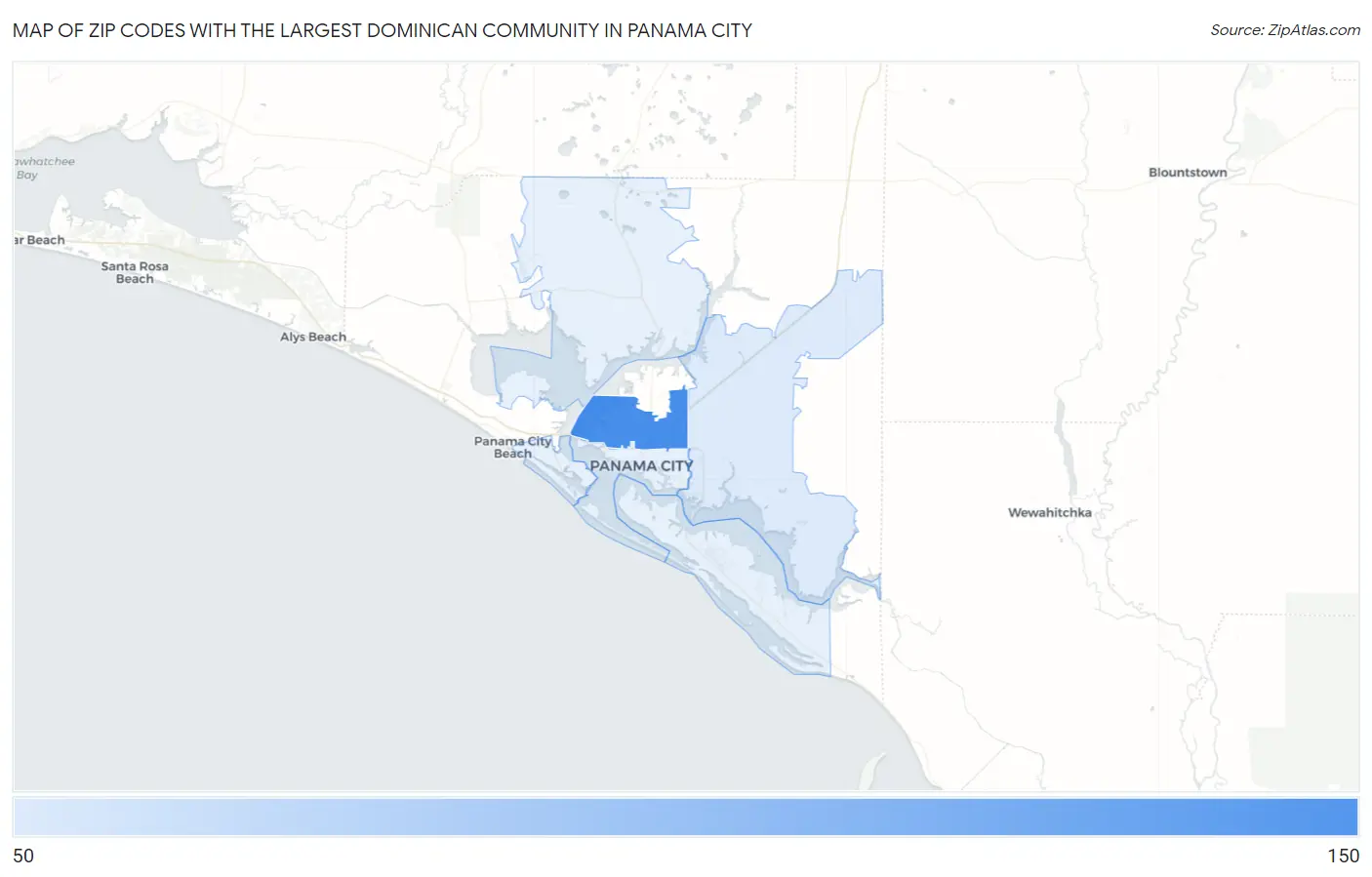 Zip Codes with the Largest Dominican Community in Panama City Map