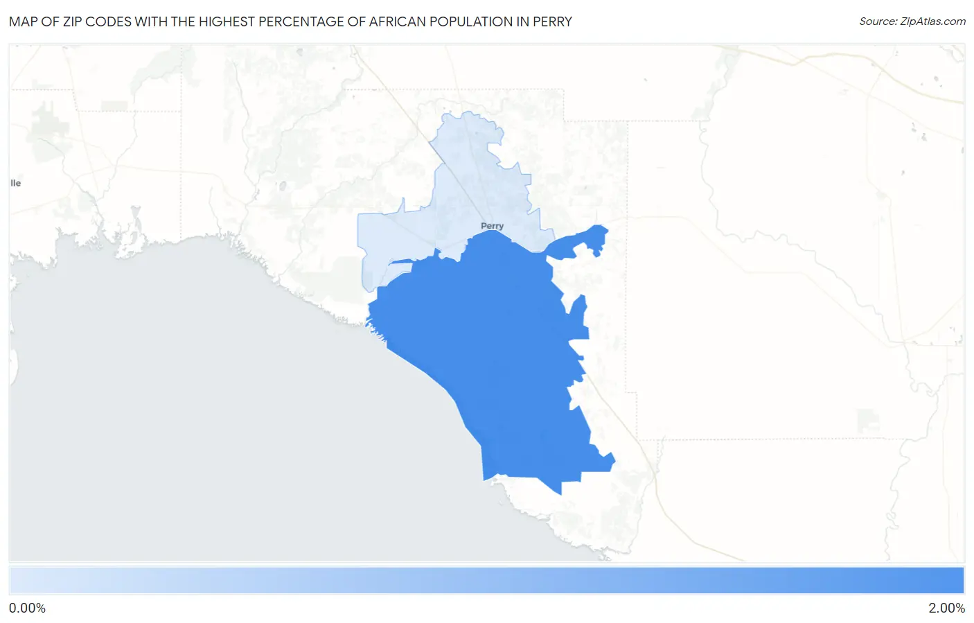 Zip Codes with the Highest Percentage of African Population in Perry Map