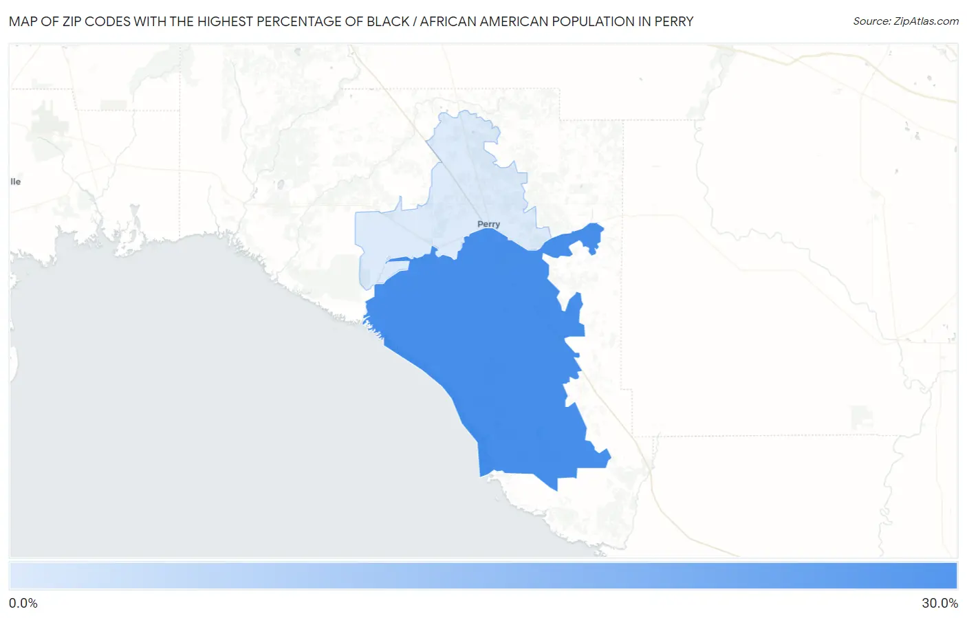 Zip Codes with the Highest Percentage of Black / African American Population in Perry Map