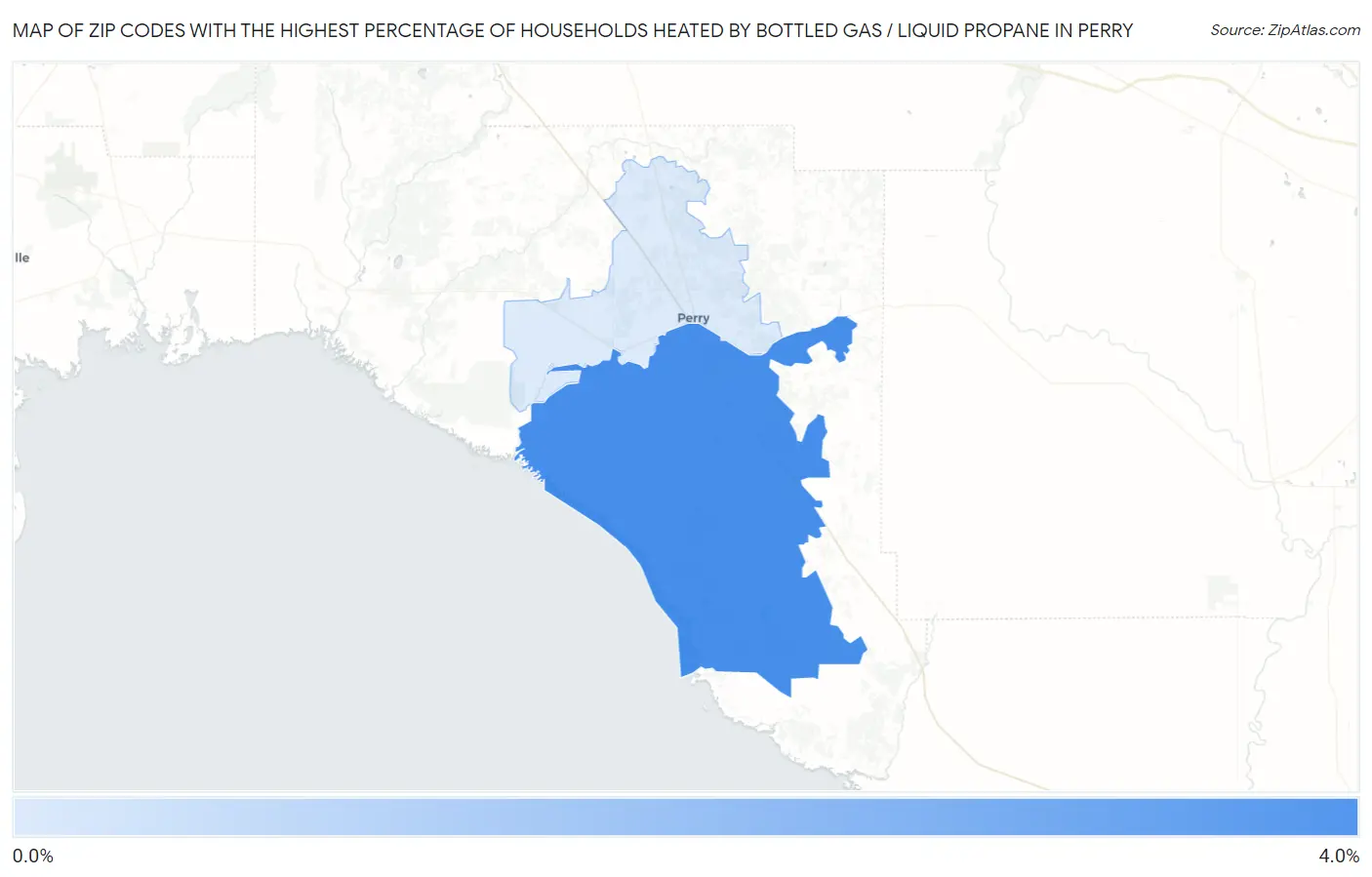 Zip Codes with the Highest Percentage of Households Heated by Bottled Gas / Liquid Propane in Perry Map