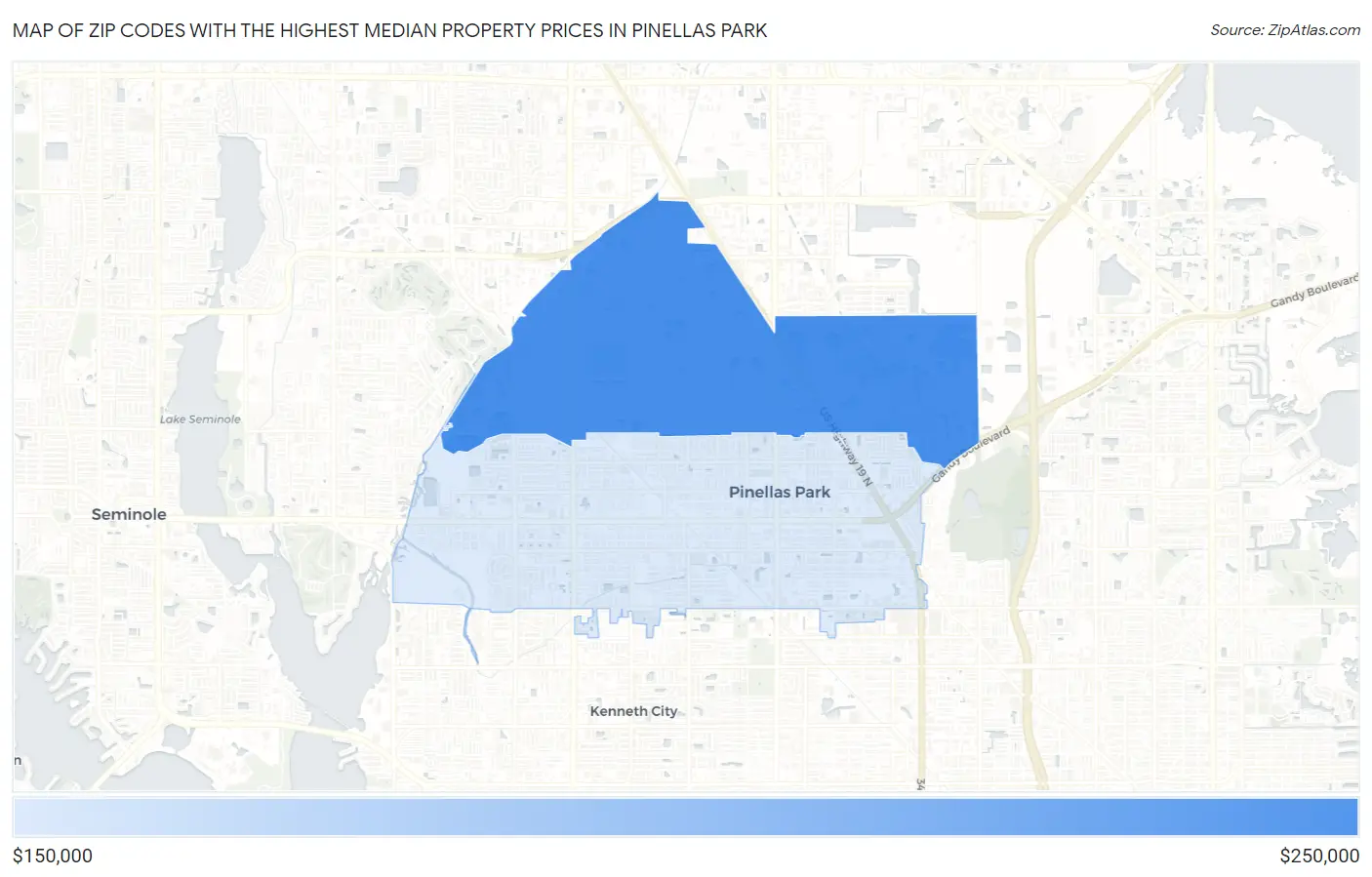 Zip Codes with the Highest Median Property Prices in Pinellas Park Map