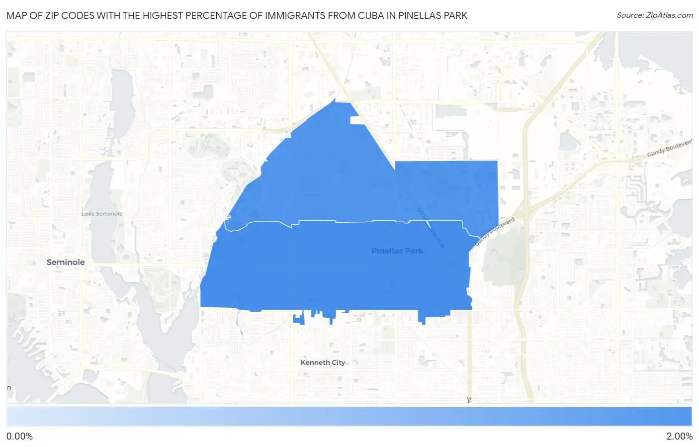 Zip Codes with the Highest Percentage of Immigrants from Cuba in Pinellas Park Map