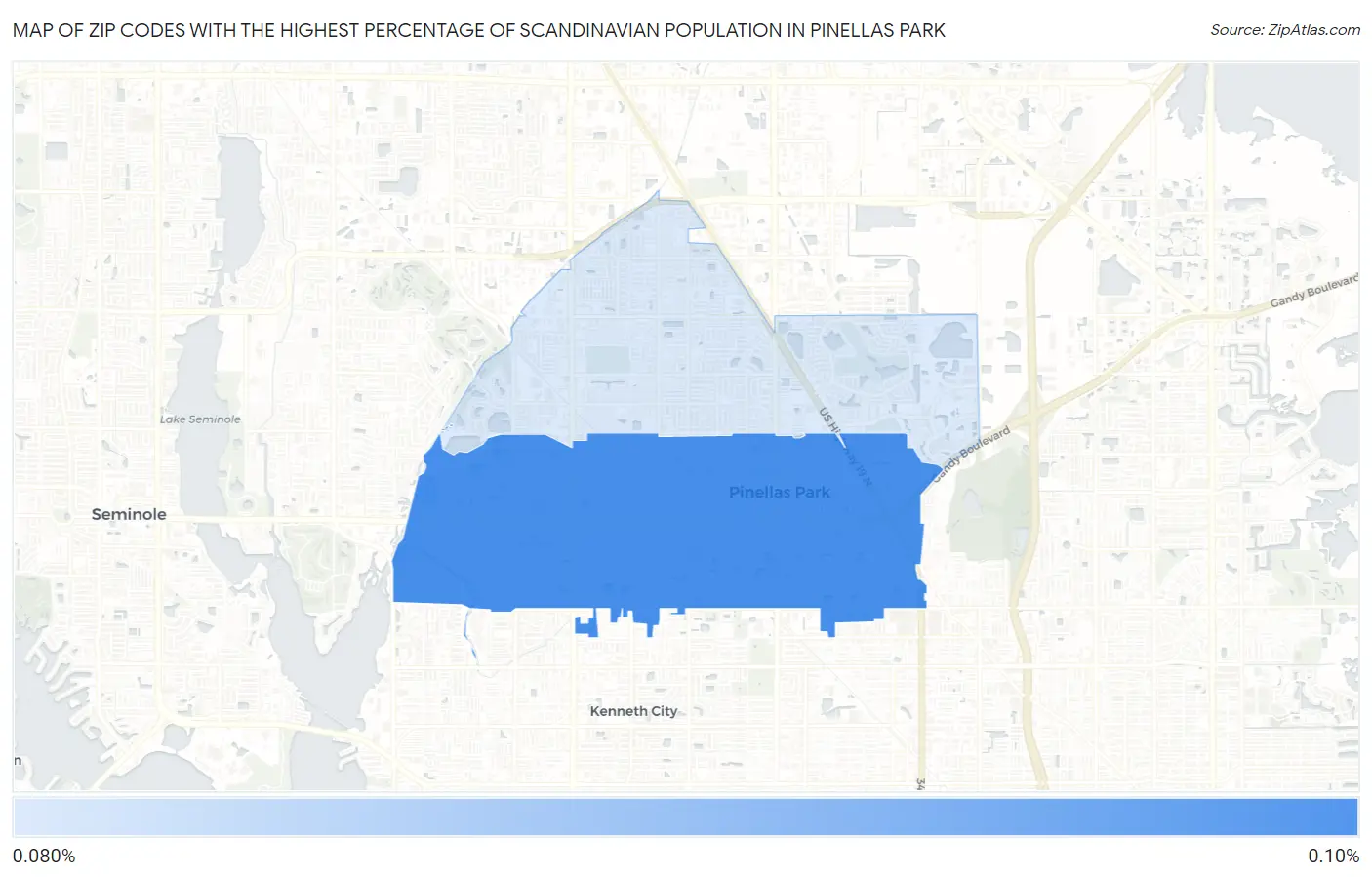 Zip Codes with the Highest Percentage of Scandinavian Population in Pinellas Park Map
