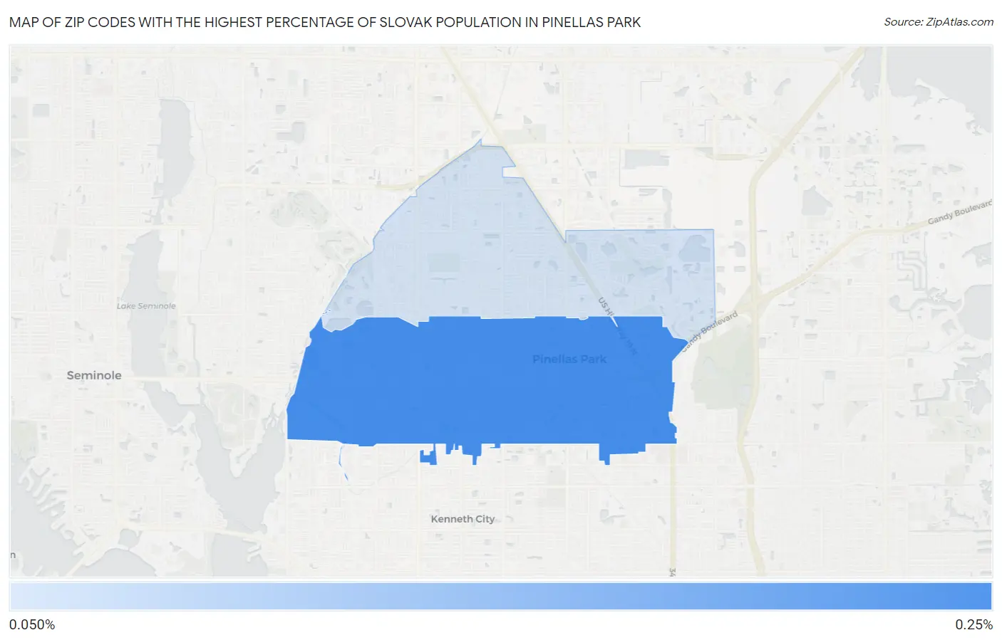 Zip Codes with the Highest Percentage of Slovak Population in Pinellas Park Map