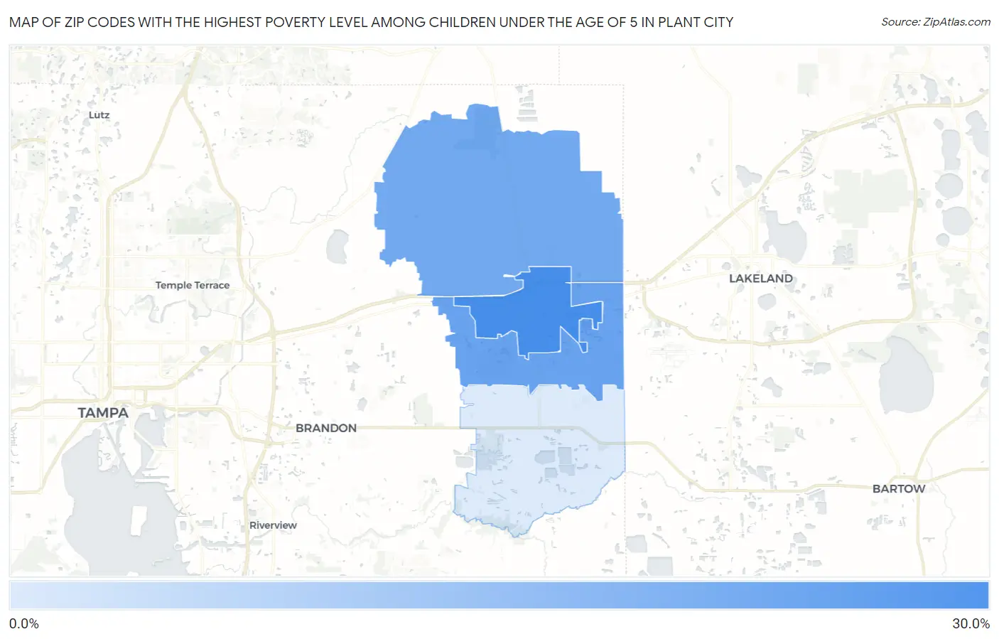 Zip Codes with the Highest Poverty Level Among Children Under the Age of 5 in Plant City Map