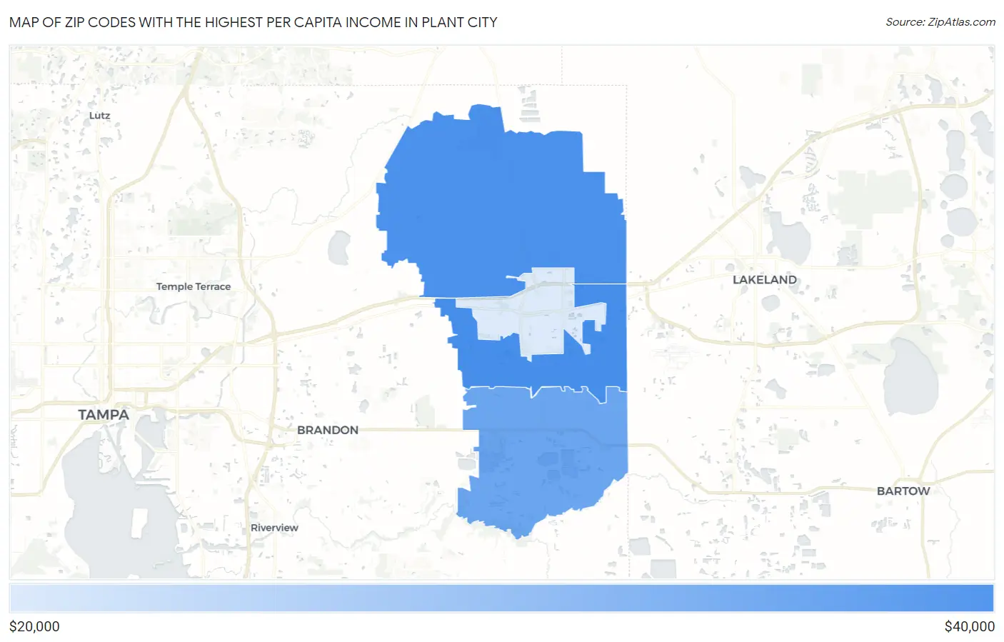 Zip Codes with the Highest Per Capita Income in Plant City Map