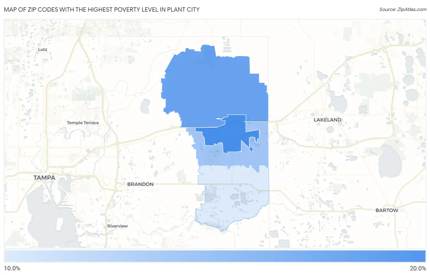 Zip Codes with the Highest Poverty Level in Plant City Map