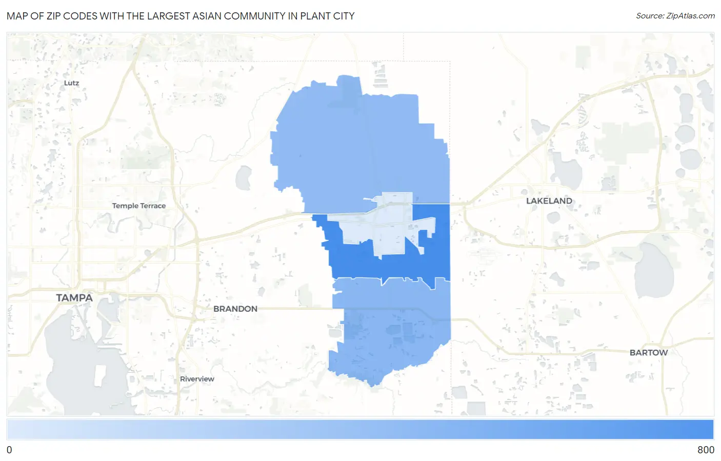 Zip Codes with the Largest Asian Community in Plant City Map