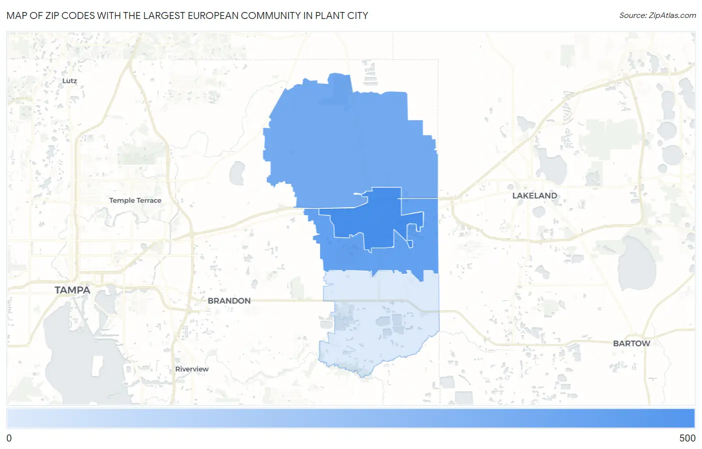 Zip Codes with the Largest European Community in Plant City Map